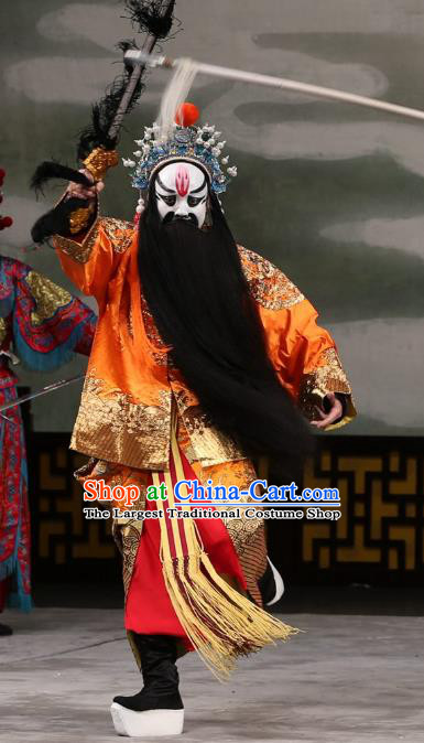 Xi Shi Chinese Peking Opera King Garment Costumes and Headwear Beijing Opera Elderly Male Fu Chai Apparels Clothing