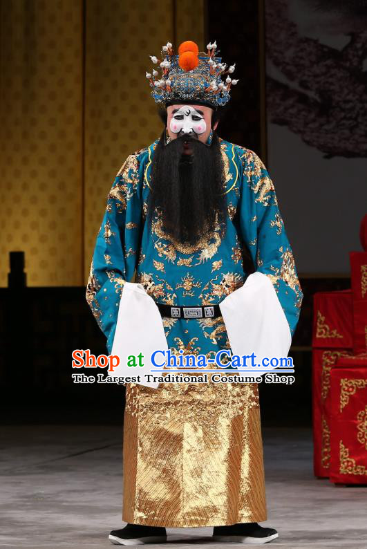 Xi Shi Chinese Peking Opera Official Bo Pi Garment Costumes and Headwear Beijing Opera Elderly Male Apparels Clothing