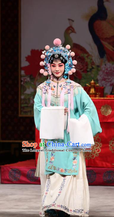 Chinese Beijing Opera Palace Lady Apparels Costumes and Headdress Traditional Peking Opera Xi Shi Court Maid Dress Garment