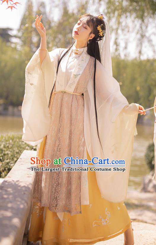 Traditional Chinese Ming Dynasty Royal Princess Historical Costumes Ancient Noble Female Embroidered Hanfu Dress Apparels