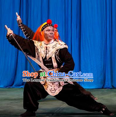 Qing Shi Mountain Chinese Peking Opera Wusheng Soldier Garment Costumes and Headwear Beijing Opera Martial Male Apparels Clothing