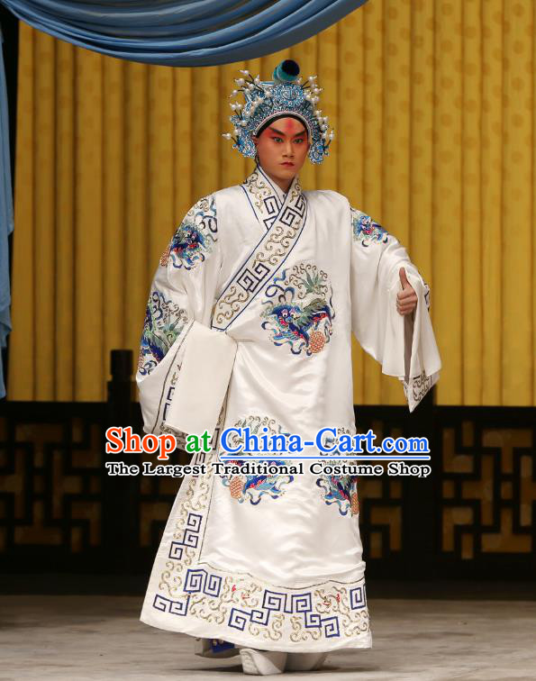 A Honey Trap Chinese Peking Opera Wusheng Zhao Yun Garment Costumes and Headwear Beijing Opera Martial Male Apparels Takefu Clothing