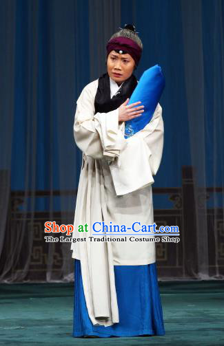 Chinese Beijing Opera Female Servant Apparels Costumes and Headdress The Mirror of Fortune Traditional Peking Opera Elderly Woman Dress Dame Garment