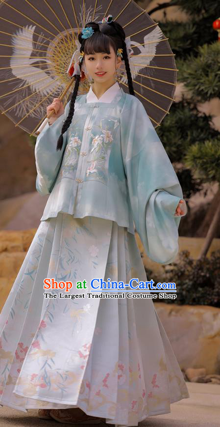 Chinese Ancient Noble Lady Embroidered Hanfu Dress Traditional Ming Dynasty Historical Costumes Apparels for Rich Woman