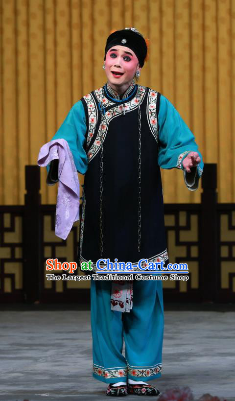 Chinese Beijing Opera Laodan Apparels Elderly Female Costumes and Headdress Fa Men Temple Traditional Peking Opera Woman Matchmaker Liu Dress Garment