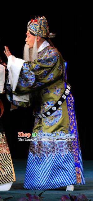 Luo Yang Gong Chinese Peking Opera Chancellor Garment Costumes and Headwear Beijing Opera Elderly Male Apparels Official Fang Xuanling Clothing