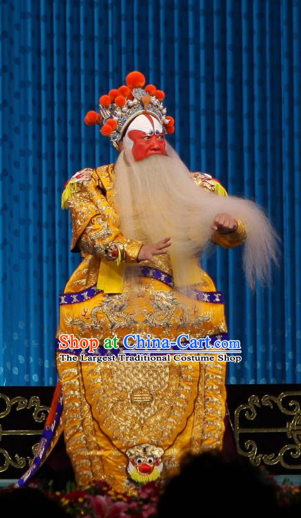 Qun Jie Hua Chinese Peking Opera Martial Male Garment Costumes and Headwear Beijing Opera Apparels General Huang Gai Armor Clothing