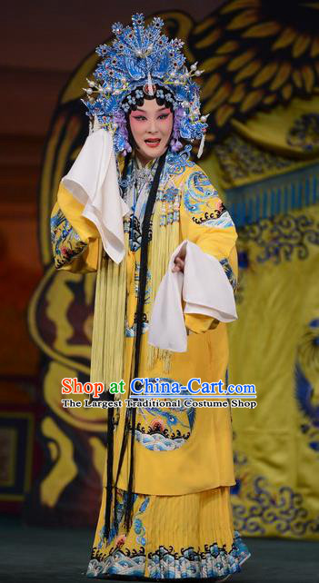 Chinese Beijing Opera Young Female Apparels Costumes and Headdress Imperial Concubine Mei Traditional Peking Opera Hua Tan Dress Court Lady Garment