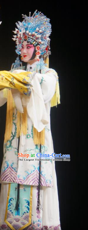 Chinese Beijing Opera Court Lady Hua Tan Apparels Costumes and Headdress Imperial Concubine Mei Traditional Peking Opera Diva Noble Female Dress Garment