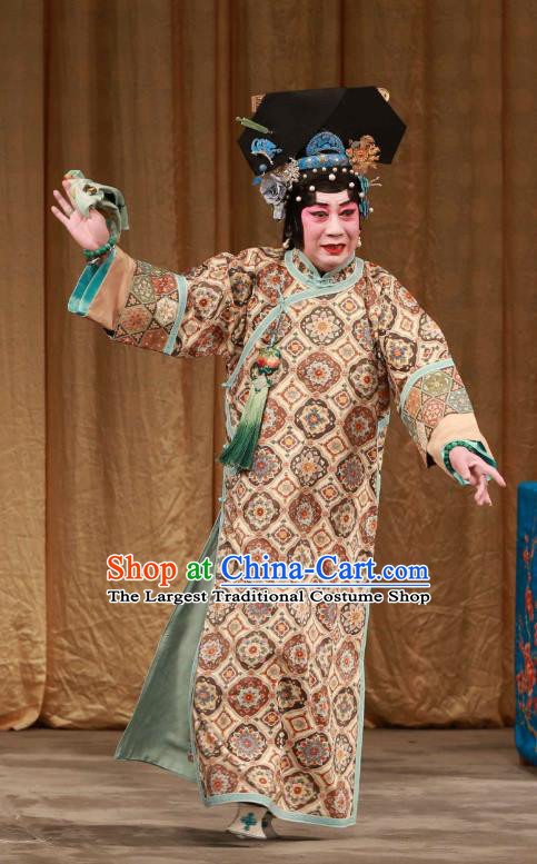 Chinese Beijing Opera Actress Han Cuizhu Apparels Costumes and Headdress Mei Yu Pei Traditional Peking Opera Hua Tan Qing Dynasty Woman Dress Garment
