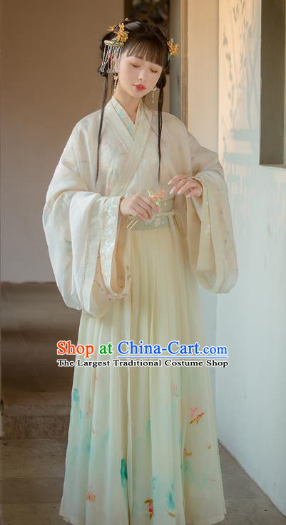 Chinese Ancient Palace Princess Embroidered Hanfu Dress Jin Dynasty Garment Traditional Court Lady Historical Costumes Complete Set