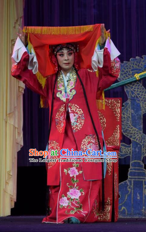 Chinese Jin Opera Bride Garment Costumes and Headdress Li Hua Return Tang Traditional Shanxi Opera Young Female Fan Lihua Dress Hua Tan Apparels