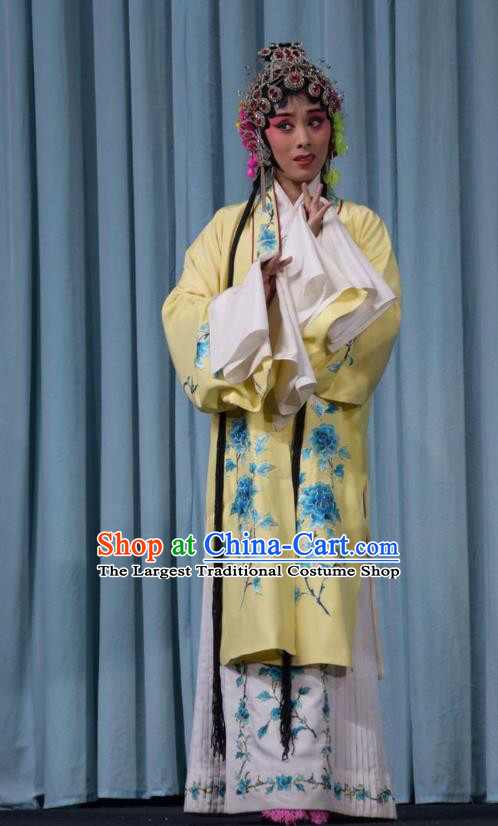 Chinese Jin Opera Hua Tan Garment Costumes and Headdress Li Hua Return Tang Traditional Shanxi Opera Young Female Fan Lihua Dress Actress Apparels