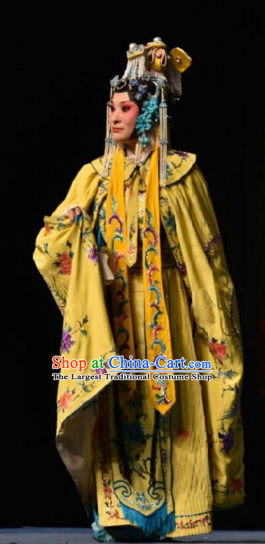 Chinese Jin Opera Royal Woman Garment Costumes and Headdress Wo Hu Ling Traditional Shanxi Opera Young Female Dress Princess Hu Yang Apparels