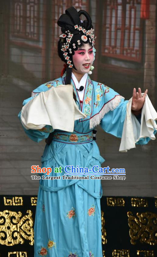 Chinese Jin Opera Young Beauty Garment Costumes and Headdress Tu Fu Zhuang Yuan Traditional Shanxi Opera Actress Dress Diva Dang Fengying Apparels