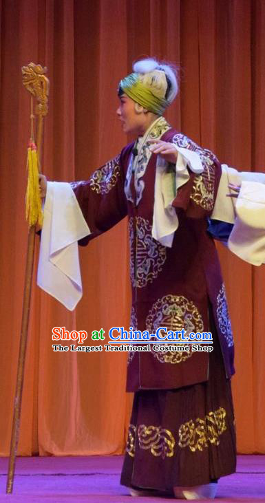 Chinese Jin Opera Laodan Garment Costumes and Headdress Han Yang Court Traditional Shanxi Opera Pantaloon Dress Dame Apparels