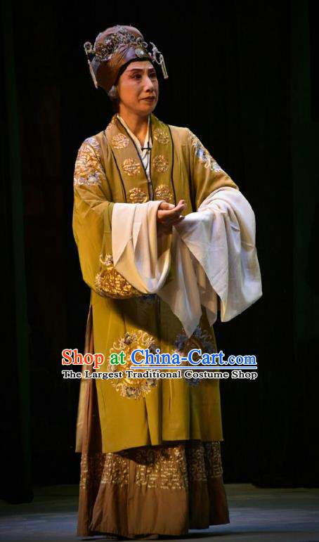 Chinese Jin Opera Dame Xu Garment Costumes and Headdress Traditional Shanxi Opera Elderly Female Dress Laodan Apparels