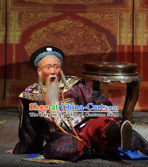 Fu Shan Jin Jing Chinese Shanxi Opera Laosheng Apparels Costumes and Headpieces Traditional Jin Opera Elderly Male Garment Qing Dynasty Official Clothing