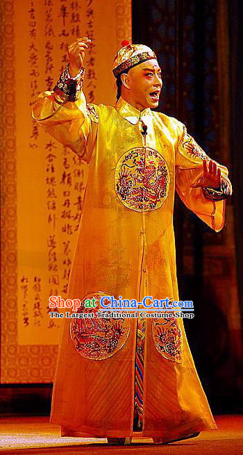 Fu Shan Jin Jing Chinese Shanxi Opera Monarch Apparels Costumes and Headpieces Traditional Jin Opera Emperor Kangxi Informal Garment Qing Dynasty Lord Clothing