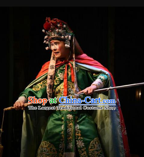 Chinese Shanxi Opera Martial Male Apparels Costumes and Headpieces Traditional Jin Opera Takefu Garment Wusheng Swordsman Clothing