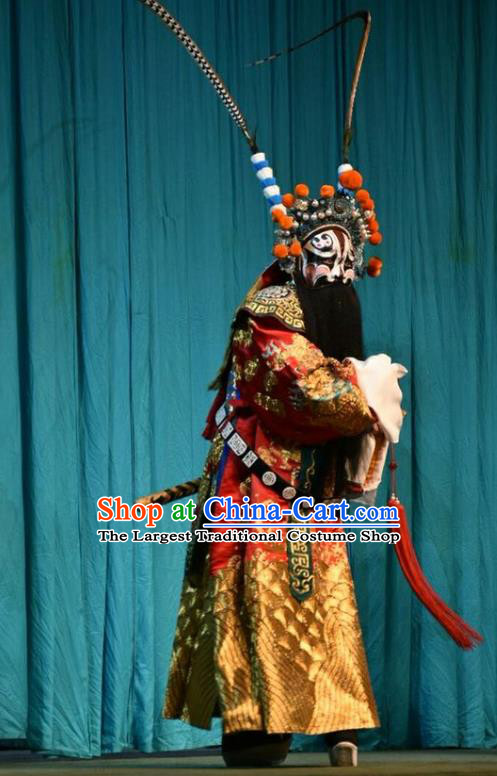 Sacrifice Chinese Shanxi Opera General Apparels Costumes and Headpieces Traditional Jin Opera Jing Role Garment Shogun Tu Angu Clothing