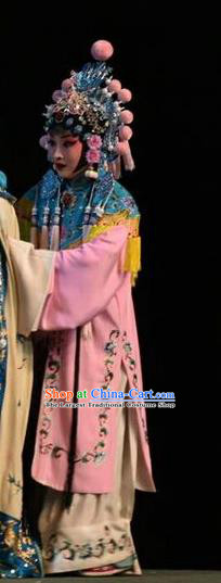 Chinese Jin Opera Palace Maid Garment Costumes and Headdress Sacrifice Traditional Shanxi Opera Xiaodan Apparels Servant Girl Dress