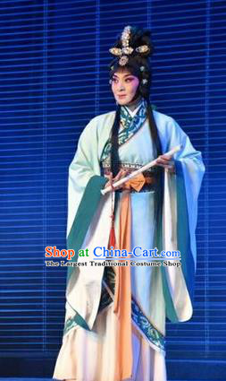 Chinese Jin Opera Diva Zhen Luo Garment Costumes and Headdress Zhen Luo Nv Traditional Shanxi Opera Hua Tan Apparels Young Female Dress