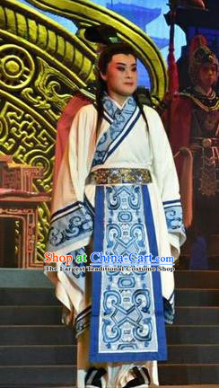 Zhen Luo Nv Chinese Shanxi Opera Young Male Apparels Costumes and Headpieces Traditional Jin Opera Scholar Cao Zhi Garment Xiaosheng Clothing