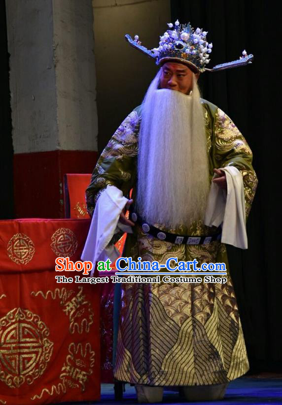 Red Book Sword Chinese Shanxi Opera Elderly Male Apparels Costumes and Headpieces Traditional Jin Opera Laosheng Garment Minister Clothing