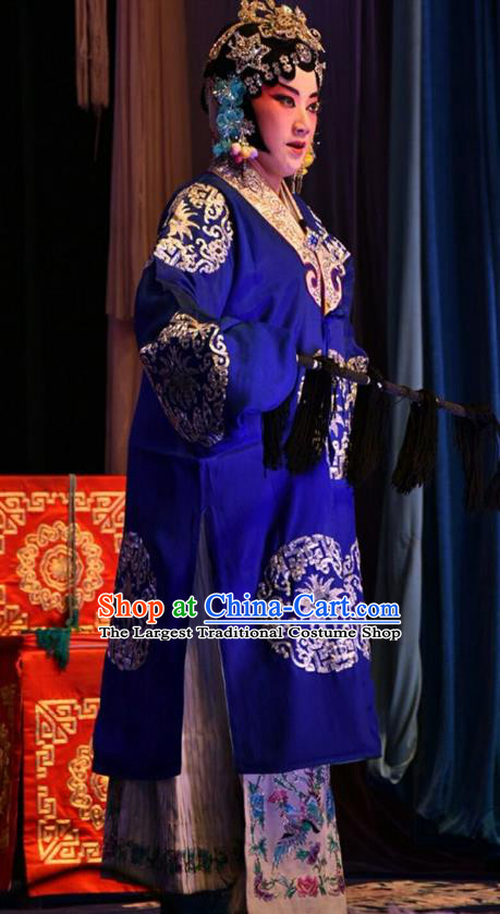 Chinese Jin Opera Dame Garment Costumes and Headdress Cha Ping Ji Traditional Shanxi Opera Rich Female Apparels Mistress Dress