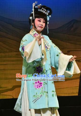 Chinese Jin Opera Young Female Garment Costumes and Headdress Mulan Joins the Army Traditional Shanxi Opera Actress Apparels Xiaodan Hua Muhui Dress