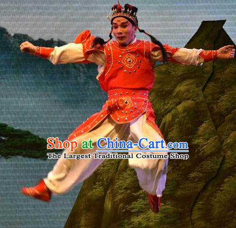 The Lotus Lantern Chinese Shanxi Opera Wusheng Apparels Costumes and Headpieces Traditional Jin Opera Young Male Garment Takefu Liu Chenxiang Clothing