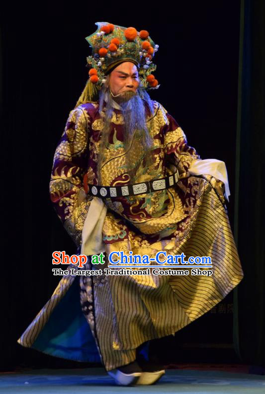 Shou Jiang Wei Chinese Shanxi Opera Prefecture Ma Zun Apparels Costumes and Headpieces Traditional Jin Opera Elderly Male Garment Official Clothing