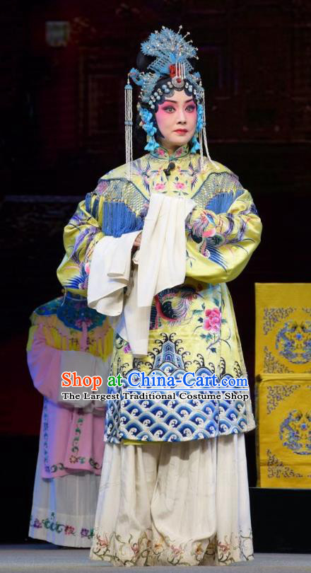 Chinese Jin Opera Queen Garment Costumes and Headdress Big Feet Empress Traditional Shanxi Opera Hua Tan Apparels Actress Ma Xiuying Dress