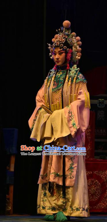 Chinese Jin Opera Figurant Garment Costumes and Headdress Ming Gong Duan Traditional Shanxi Opera Court Maid Apparels Palace Lady Dress