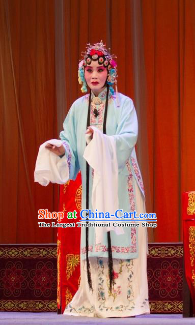 Chinese Shandong Opera Hua Tan Zhang Suhua Garment Costumes and Headdress Zi Mei Yi Jia Traditional Lu Opera Actress Apparels Young Beauty Dress