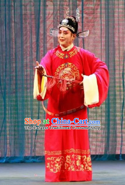 Long Feng Mian Chinese Lu Opera Number One Scholar Apparels Costumes and Headpieces Traditional Shandong Opera Xiaosheng Garment Young Male Liang Ziyu Clothing