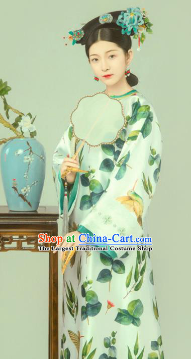 Chinese Drama Ancient Manchu Noble Countess Dress Traditional Hanfu Apparels Qing Dynasty Royal Princess Historical Costumes and Headdress for Women