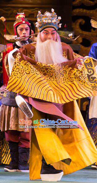 Yu Zhou Feng Chinese Hubei Hanchu Opera Laosheng Apparels Costumes and Headpieces Traditional Han Opera Minister Kuang Hong Garment Official Clothing