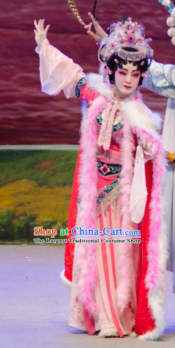 Chinese Cantonese Opera Princess Hong Luan Garment The Princess in Distress Costumes and Headdress Traditional Guangdong Opera Hua Tan Apparels Infanta Dress