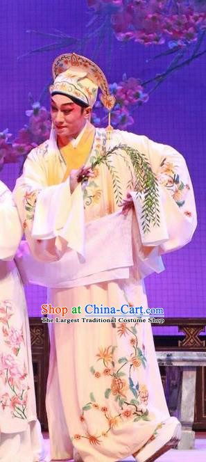 The Peony Pavilion Chinese Guangdong Opera Xiaosheng Apparels Costumes and Headpieces Traditional Cantonese Opera Young Male Garment Scholar Liu Mengmei Clothing