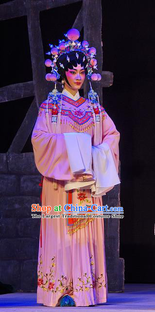 Chinese Cantonese Opera Palace Lady Garment Costumes and Headdress Traditional Guangdong Opera Xiaodan Apparels Court Maid Dress