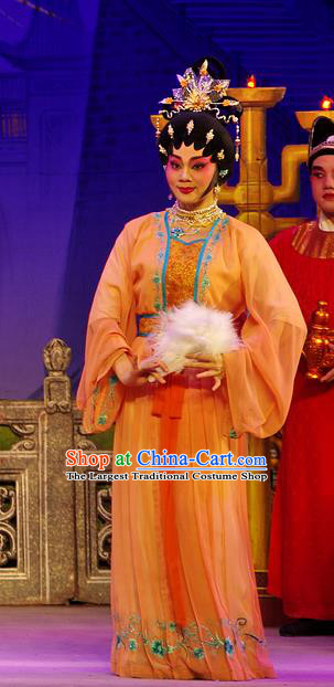 Chinese Cantonese Opera Actress Garment Costumes and Headdress Traditional Guangdong Opera Hua Tan Apparels Diva Xi Shi Dress