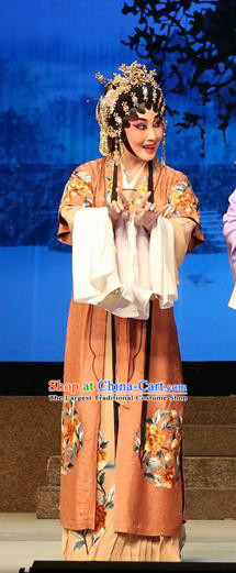 Chinese Cantonese Opera Hua Tan Garment Legend of Lun Wenxu Costumes and Headdress Traditional Guangdong Opera Actress Apparels Rich Lady Dress