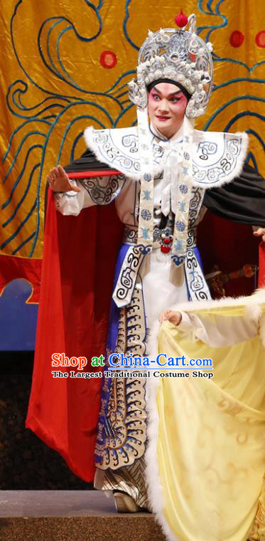 General Ma Chao Chinese Guangdong Opera Wusheng Apparels Costumes and Headpieces Traditional Cantonese Opera Takefu Garment Martial Male Clothing