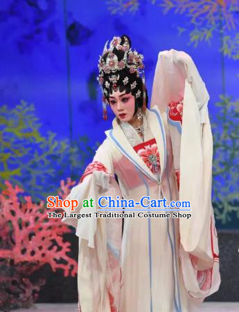 Chinese Cantonese Opera Dragon Princess Garment Liu Yi Delivers A Letter Costumes and Headdress Traditional Guangdong Opera Hua Tan Apparels Diva Dress