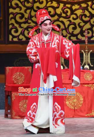 Liu Yi Delivers A Letter Chinese Guangdong Opera Young Male Apparels Costumes and Headpieces Traditional Cantonese Opera Xiaosheng Garment Bridegroom Clothing