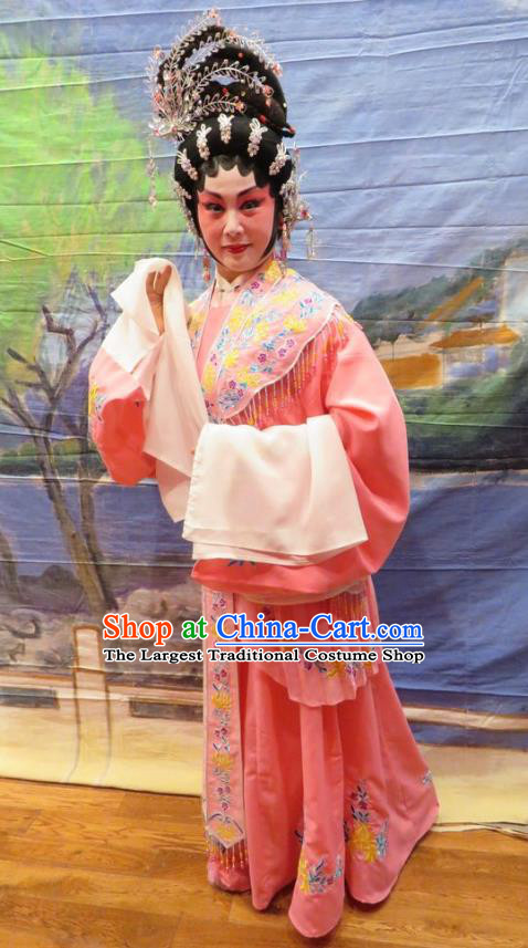 Chinese Cantonese Opera Actress Garment Hua Tian Ba Xi Hairpin Costumes and Headdress Traditional Guangdong Opera Hua Tan Apparels Rich Lady Liu Yuyan Dress