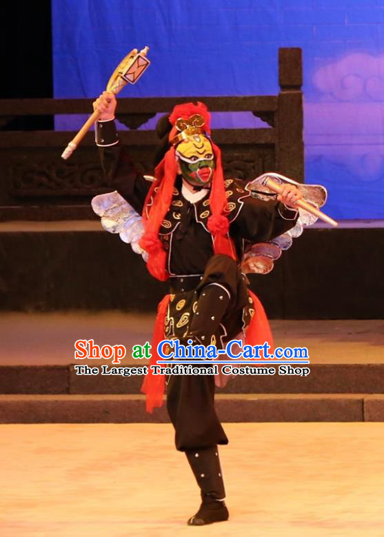 Yu Huang Deng Dian Chinese Guangdong Opera Wusheng Apparels Costumes and Headwear Traditional Cantonese Opera Martial Male Garment Figurant Black Clothing