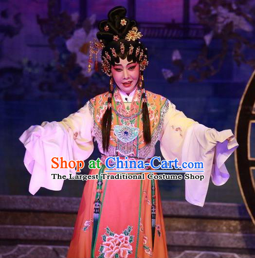 Chinese Cantonese Opera Hua Tan Garment Costumes and Headdress Traditional Guangdong Opera Diva Lin Daiyu Apparels Actress Dress